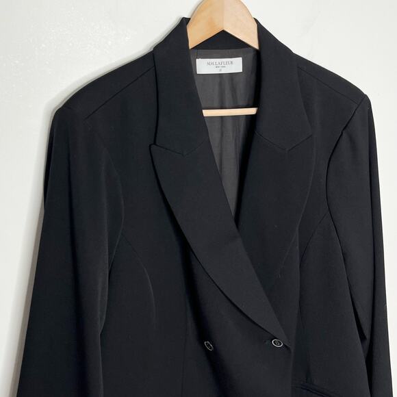 MM. Lafleur Womens The Roxane Double Breasted Blazer Size 2X Black Twill Career - Picture 5 of 14